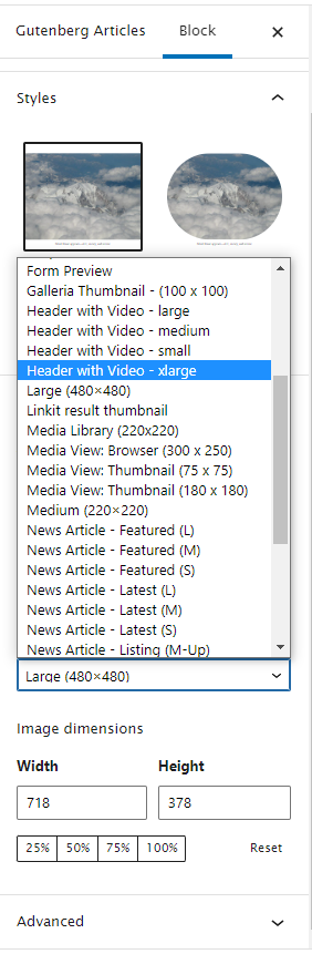 Image Sizes