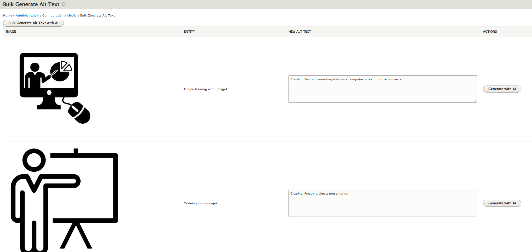 screenshot of bulk generate feature in action
