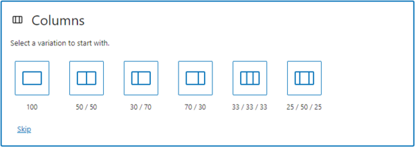 column choices