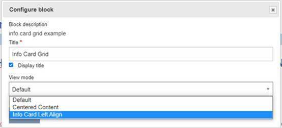 info card configuration left alignment option