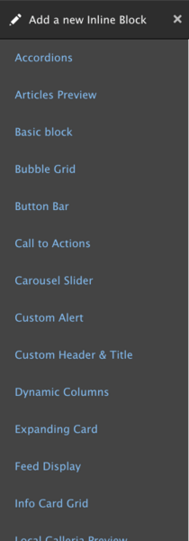 Layout Builder add new inline block screenshot