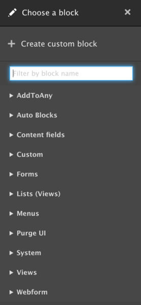 Layout Builder choose a block screenshot