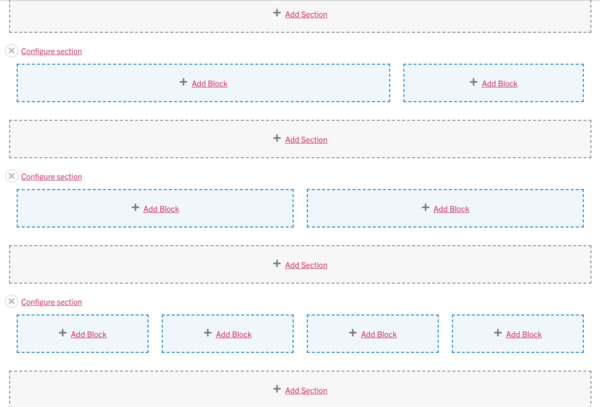 Layout example - two column, two column, four column screenshot