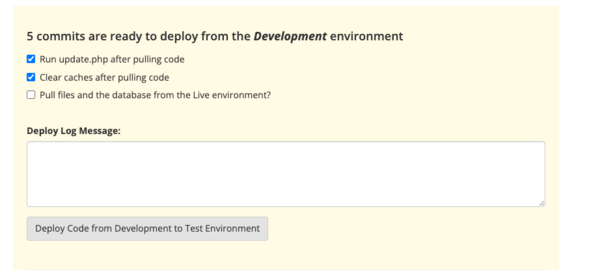 deploy code from dev to test