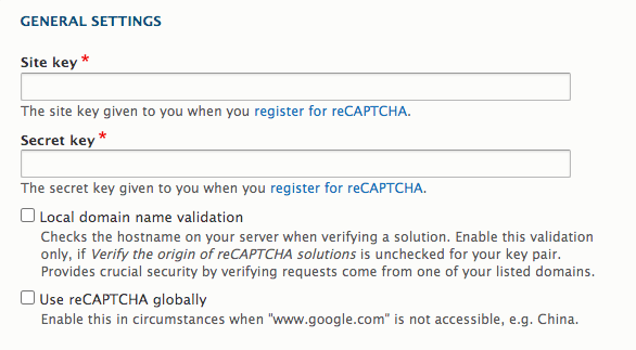 recaptcha site keys screenshot