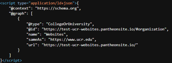screenshot of organization schema