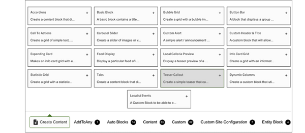 Teaser Callout selection from Panels Dashboard