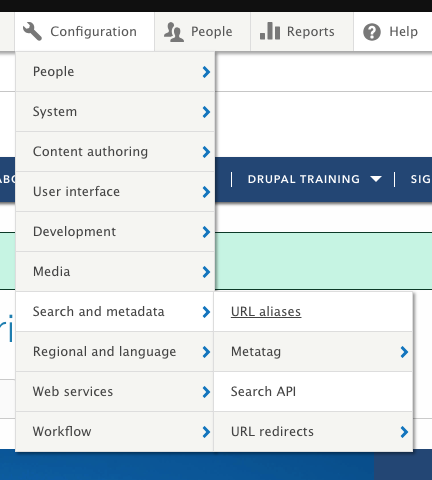 configuration - search and metadata - url aliases