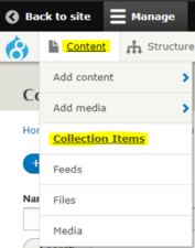 screenshot of content collection items