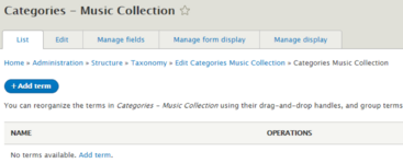 screenshot of sample collection add term