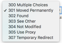Redirect options screenshot