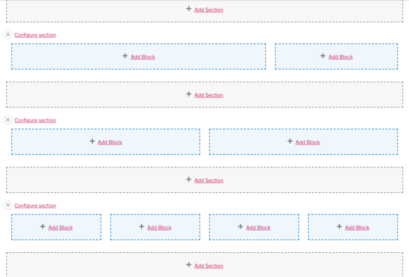 Layout example - two column, two column, four column screenshot