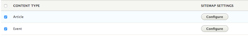 sitemap content type settings sitemap inclusion options for content types